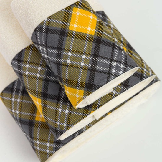 Πετσέτες Σετ 2ΤΜΧ Καρώ - Μουσταρδί - Διάσταση: 50 x 90 / 30 x 50 cm