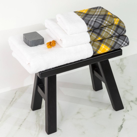 Πετσέτες Σετ 2ΤΜΧ Καρώ - Μουσταρδί - Διάσταση: 50 x 90 / 30 x 50 cm