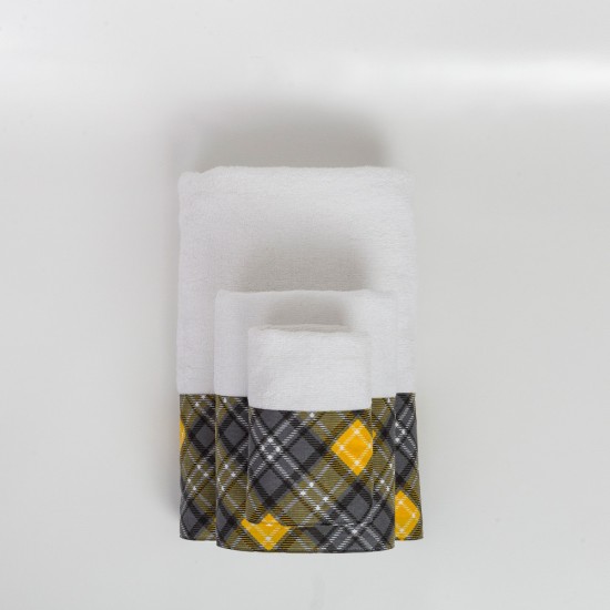 Πετσέτες Σετ 2ΤΜΧ Καρώ - Μουσταρδί - Διάσταση: 50 x 90 / 30 x 50 cm
