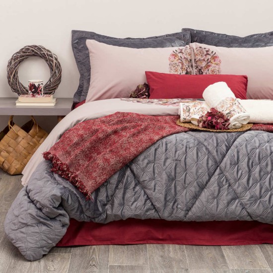 Σεντόνι Digital Print Σετ Marjorie Υπέρδιπλο - Γκρι - Διάσταση: 220 x 240 cm + (2) 50 x 70 cm