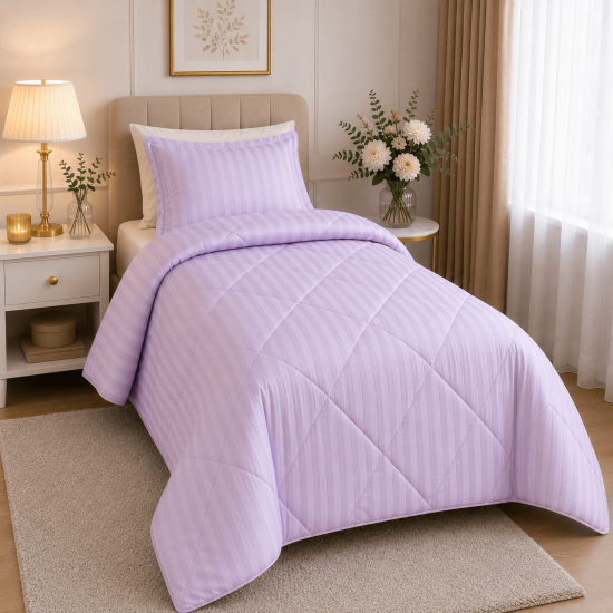 Πάπλωμα Σατέν Ριγέ Μονό 160x240 Lilac