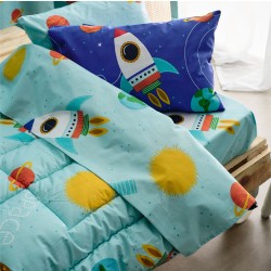 Κουβερλί μονό 160×220 Διάστημα (γαλάζιο)