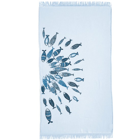 Πετσέτα Παρεό Sealife - Σιέλ - Διάσταση: 90 x 160 cm