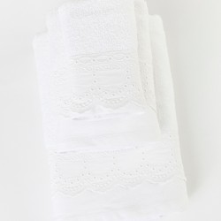 Πετσέτες Σετ 3ΤΜΧ Isabella - Λευκό - Διάσταση: 70 x 140 / 50 x 90 / 30 x 50 cm