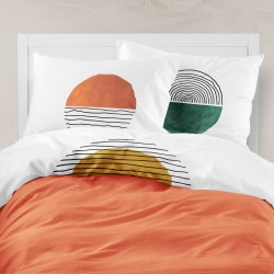 Σεντόνι Digital Print Σετ Three Skies Τερακότα Υπέρδιπλο - Τερακότα - Διάσταση: 220 x 240 cm + (2) 50 x 70 cm