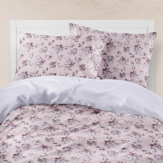 Σεντόνια Εμπριμέ Σετ Αγριολούλουδο Ροζ Υπέρδιπλα - Ροζ - Διάσταση: (2) 240 x 260 cm + (2) 50 x 70 cm