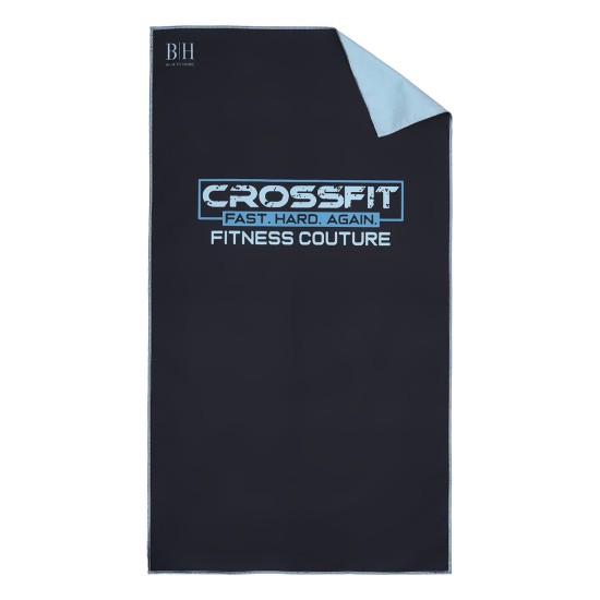 Beauty Home Πετσέτα γυμναστηρίου Microfiber Art 2202 50x90 Μαύρο,Σιέλ