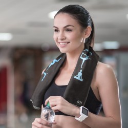 Beauty Home Πετσέτα γυμναστηρίου Microfiber Art 2203 50x90 Μαύρο,Σιέλ