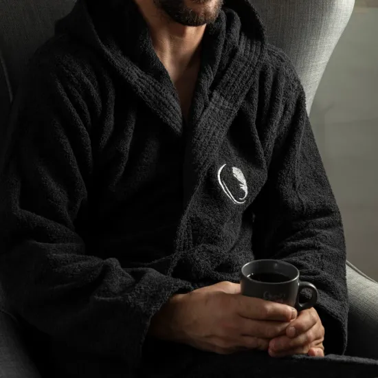 Μπουρνούζι Ενηλίκων Με Κουκούλα Logo Γκρι - Γκρι - Διάσταση: XXL