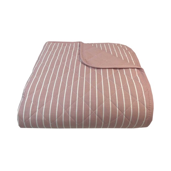 Κουβερλι Υπέρδιπλα 220x240 Stripe Dusty Rose