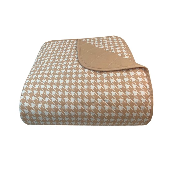 Κουβερλι Υπέρδιπλα 220x240 Pied De Poule Beige