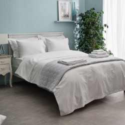 Παπλωματοθήκη μονή 160x240εκ Satin Stripe Λευκό
