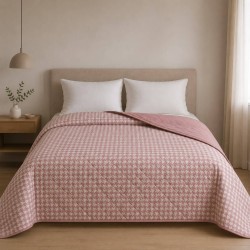 Κουβερλι Υπέρδιπλα 220x240 Pied De Poule Dusty Rose