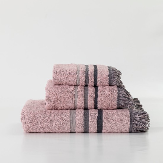 Πετσέτες Σετ 3ΤΜΧ Jill - Ροζέ - Διάσταση: 70 x 140 / 50 x 90 / 30 x 50 cm