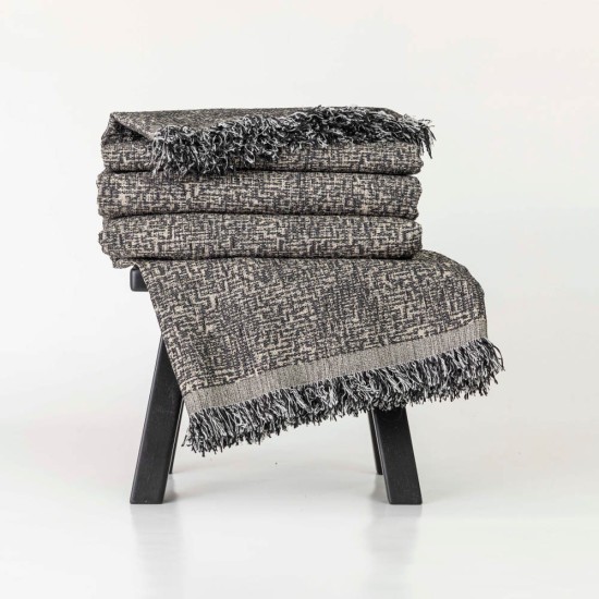 Ριχτάρι Σενίλ Τετραθέσιο Tile - Μαύρο - Διάσταση: 180 x 350 cm