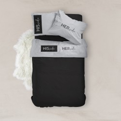 Σεντόνι Digital Print Σετ His&Hers Υπέρδιπλο - Ποντικί - Διάσταση: 220 x 240 cm + (2) 50 x 70 cm