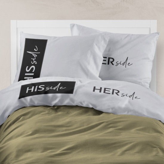 Σεντόνι Digital Print Σετ His&Hers Υπέρδιπλο - Ποντικί - Διάσταση: 220 x 240 cm + (2) 50 x 70 cm