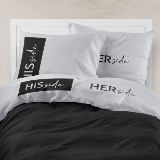 Σεντόνι Digital Print Σετ His&Hers Υπέρδιπλο - Ποντικί - Διάσταση: 220 x 240 cm + (2) 50 x 70 cm