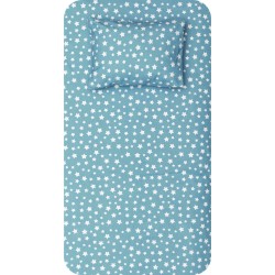 Σεντόνι Σετ 2ΤΜΧ Stars Μονό Μπλε - Μπλε - Διάσταση: 160 x 240 cm + 50 x 70 cm