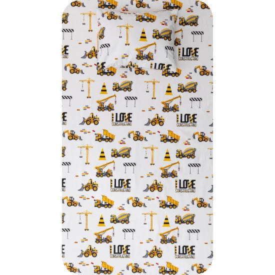 Σεντόνια Κούνιας Σετ Construction - Λευκό - Διάσταση: (2) 120 x 160 cm + 30 x 40 cm