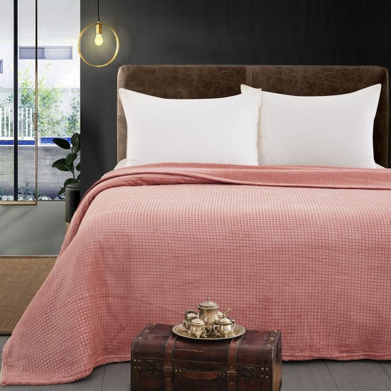 Beauty Home Κουβέρτα μονόχρωμη υπέρδιπλη Fleece Art 11551 220x240 Ροδακινί