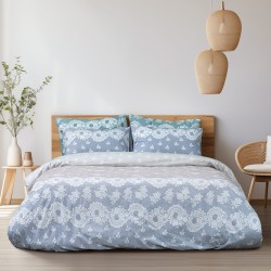 Beauty Home Σετ σεντόνια υπέρδιπλα με λάστιχο Turtle Art 12187 170x200+30 Γκρι,Μπεζ