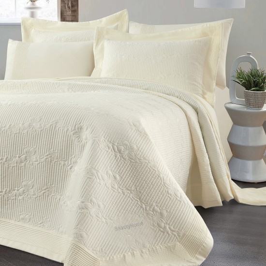 Beauty Home Σετ κουβερλί υπέρδιπλο Emelia Art 12505 230x250 Εκρού