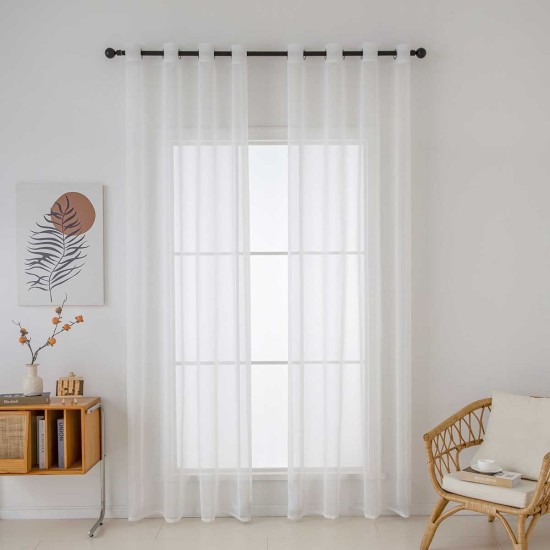 Beauty Home Κουρτίνα γάζα μονόχρωμη με 8 μεταλλικούς κρίκους Sharp Art 8448 140x270 Εκρού