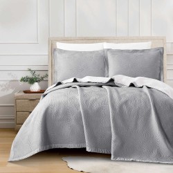 Κουβέρτα Ζακάρ Σετ Κύκλοι Γκρι Υπέρδιπλη - Γκρι - Διάσταση: 230 x 245 cm + (2) 50 x 70 cm