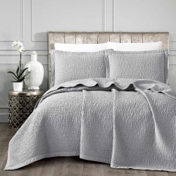 Κουβέρτα Ζακάρ Σετ Νερά Γκρι Υπέρδιπλη - Γκρι - Διάσταση: 230 x 245 cm + (2) 50 x 70 cm