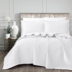 Κουβέρτα Ζακάρ Σετ Νερά Λευκό Υπέρδιπλη - Λευκό - Διάσταση: 230 x 245 cm + (2) 50 x 70 cm