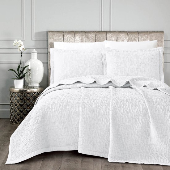 Κουβέρτα Ζακάρ Σετ Νερά Λευκό Υπέρδιπλη - Λευκό - Διάσταση: 230 x 245 cm + (2) 50 x 70 cm