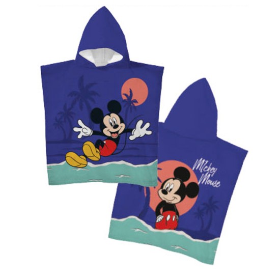 Παιδικό Πόντσο Microfiber Mickey - Μπλε - Διάσταση: 55 x 110 cm