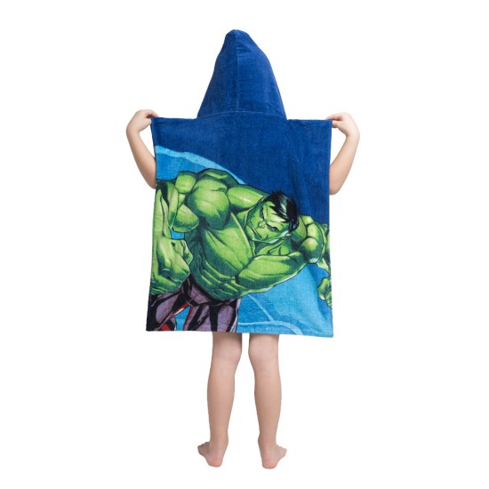 Παιδικό Πόντσο Βαμβακερό Βελούδινο Avengers 320gsm - Μπλε - Διάσταση: 50 x 115 cm
