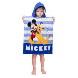 Παιδικό Πόντσο Βαμβακερό Βελούδινο Mickey 320gsm - Μπλε - Διάσταση: 50 x 115 cm