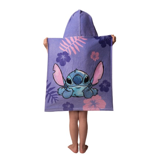 Παιδικό Πόντσο Βαμβακερό Βελούδινο Stitch 320gsm - Ροζ - Διάσταση: 50 x 115 cm