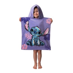 Παιδικό Πόντσο Βαμβακερό Βελούδινο Stitch 320gsm - Ροζ - Διάσταση: 50 x 115 cm