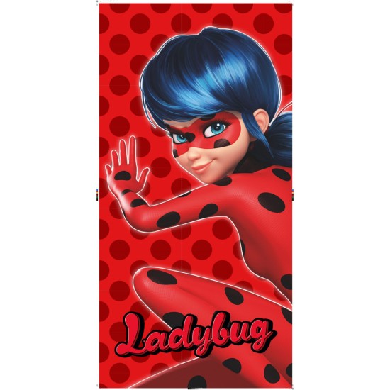 Πετσέτα Θαλάσσης Βαμβακερή Βελούδινη Ladybug 320gsm - Κόκκινο - Διάσταση: 70 x 140 cm