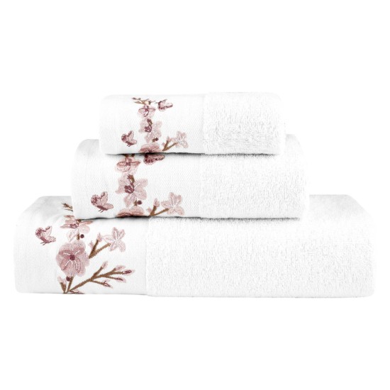 Πετσέτες Σετ 3ΤΜΧ Cherry Blossom - Λευκό - Διάσταση: 70 x 140 / 50 x 90 / 30 x 50 cm