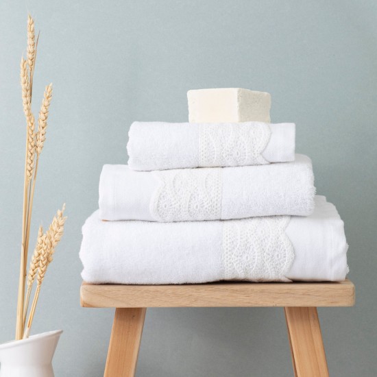 Πετσέτες Σετ 3ΤΜΧ Ερατώ - Λευκό - Διάσταση: 70 x 140 / 50 x 90 / 30 x 50 cm