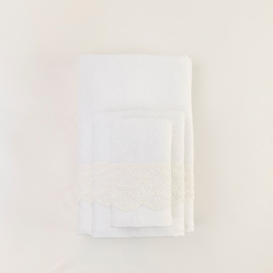 Πετσέτες Σετ 3ΤΜΧ Ερατώ - Λευκό - Διάσταση: 70 x 140 / 50 x 90 / 30 x 50 cm