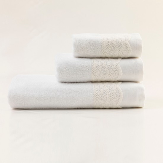 Πετσέτες Σετ 3ΤΜΧ Ερατώ - Λευκό - Διάσταση: 70 x 140 / 50 x 90 / 30 x 50 cm