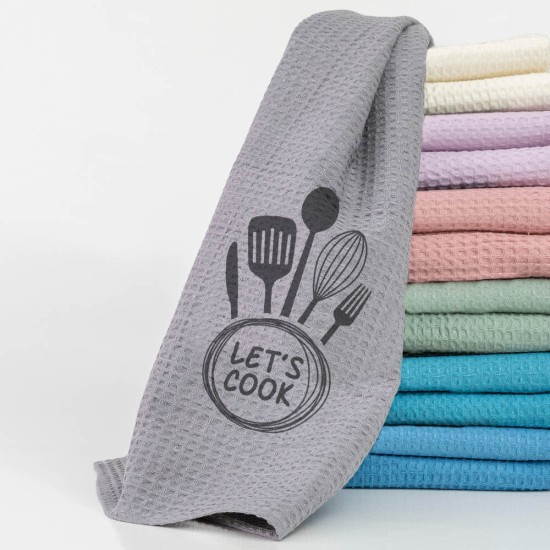 Ποτηρόπανα Κουζίνας Waffle Let's Cook - Βεραμάν - Διάσταση: 50 x 70 cm