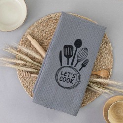 Ποτηρόπανα Κουζίνας Waffle Let's Cook - Γκρι - Διάσταση: 50 x 70 cm