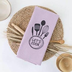 Ποτηρόπανα Κουζίνας Waffle Let's Cook - Λιλά - Διάσταση: 50 x 70 cm