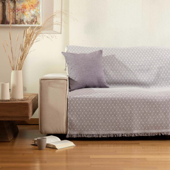 Ριχτάρι Βαμβακερό Διθέσιο Ikat - Γκρι - Διάσταση: 180 x 250 cm