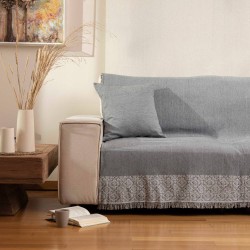 Ριχτάρι Βαμβακερό Πολυθρόνας Iris - Γκρι - Διάσταση: 180 x 180 cm