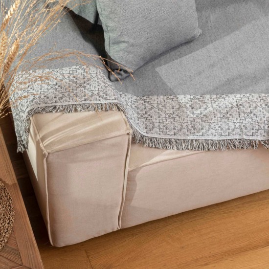 Ριχτάρι Βαμβακερό Πολυθρόνας Iris - Γκρι - Διάσταση: 180 x 180 cm