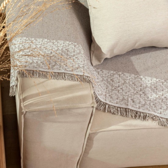 Ριχτάρι Βαμβακερό Πολυθρόνας Iris - Γκρι - Διάσταση: 180 x 180 cm