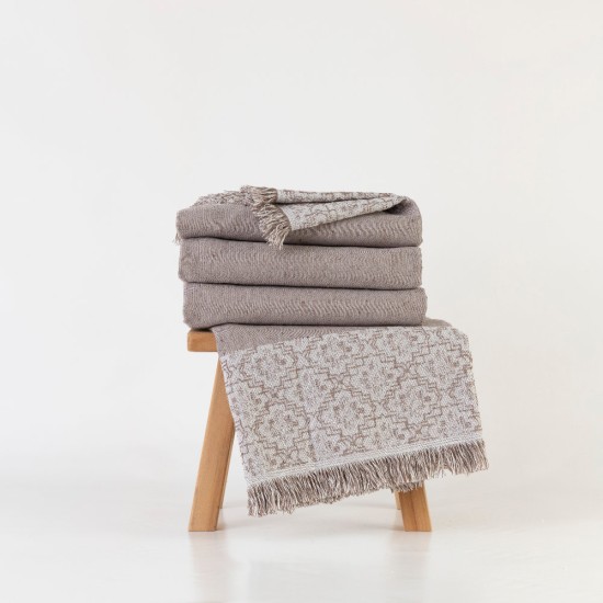 Ριχτάρι Βαμβακερό Πολυθρόνας Iris - Γκρι - Διάσταση: 180 x 180 cm